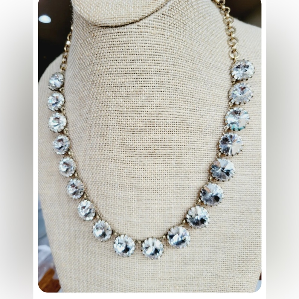 J Crew Gold Tone Crystal Necklaces two for the price of one - Picture 3 of 3